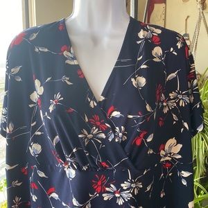 Chaps Cross-Over Short Sleeve Blouse, Excellent Condition, 3X